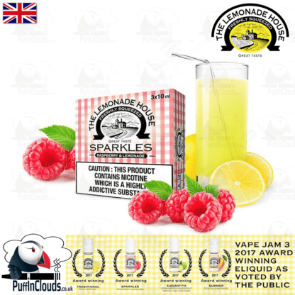 Lemonade House Sparkles - Raspberry Lemonade E-Liquid | Puffin Clouds UK