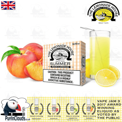 Lemonade House Summer - Peach Lemonade E-Liquid | Puffin Clouds UK
