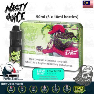 Nasty Juice Green Ape E-Liquid (Yummy Fruity Series) - Apple eJuice with just a hint of mint
