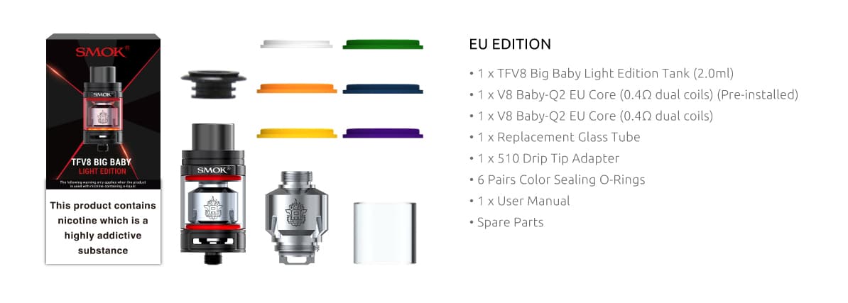 SMOK Big Baby Light Edition Tank - What's Included | Puffin Clouds UK