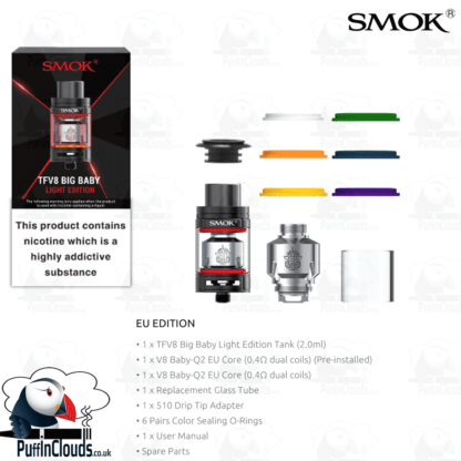 SMOK TFV8 Big Baby Light Edition Tank - UK Edition | Contents | Puffin Clouds UK