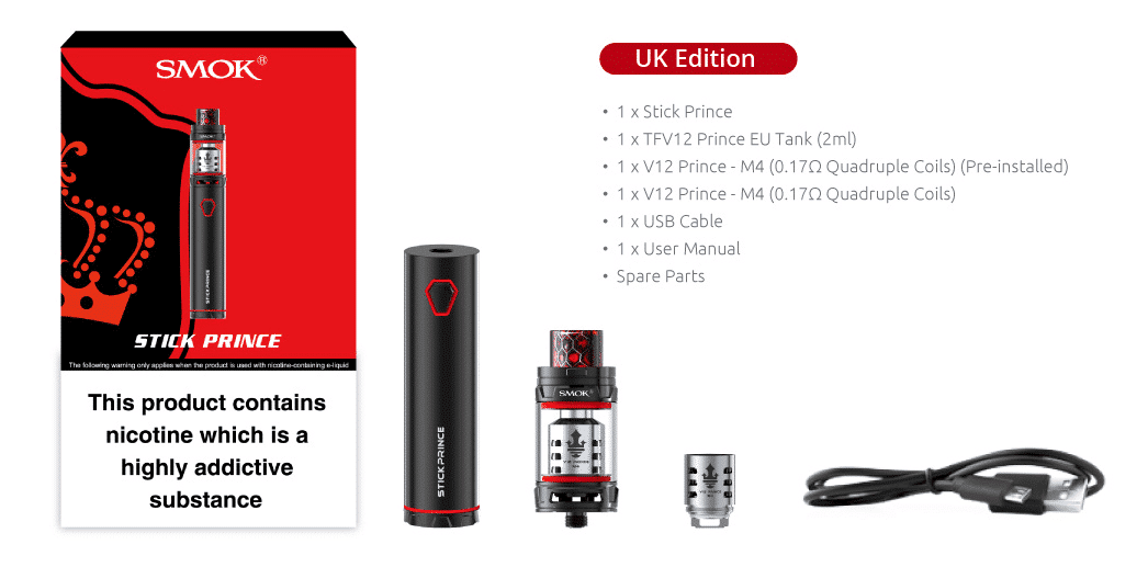 SMOK Stick Prince UK Edition - What's Included - Puffin Clouds UK