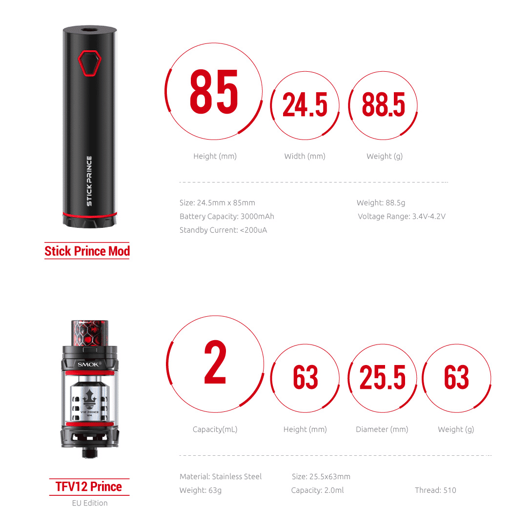 SMOK Stick Prince UK Edition - Specification and Features - Puffin Clouds UK