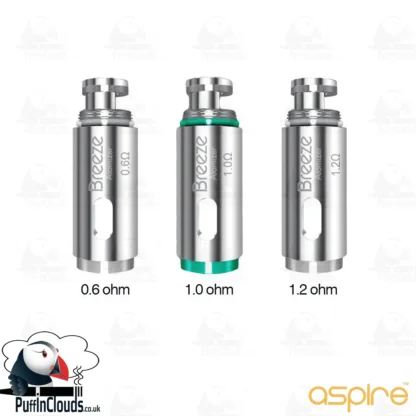 Aspire Breeze Coils (5 Pack) in a choice of 0.6, 1.0 & 1.2 ohm| Puffin Clouds UK