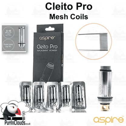Aspire Cleito Pro Coils 0.15 Ohms Mesh (5 Pack) | Puffin Clouds UK