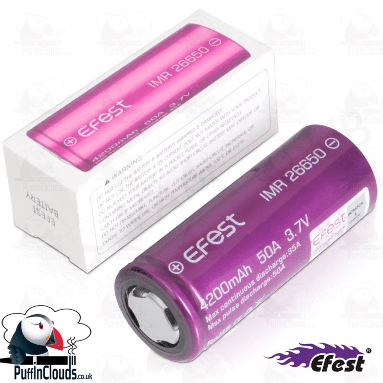 Efest IMR 26650 Vaping Battery 4200mAh (50A 3.7v) Puffin Clouds UK