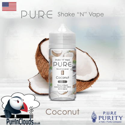 P.U.R.E Coconut Shake n Vape E-Liquid (50ml 0mg) | Puffin Clouds UK