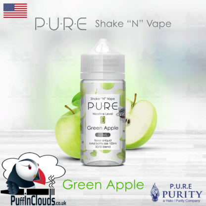 P.U.R.E Green Apple Shake n Vape E-Liquid (50ml 0mg) | Puffin Clouds UK