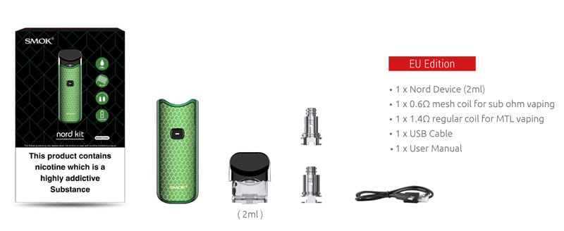 SMOK Nord Pod Kit (UK Edition) - Contents  | Puffin Clouds UK