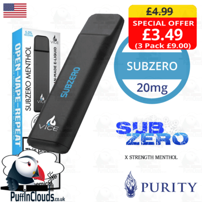 Purity SubZero Vice Disposable Pod Device | Puffin Clouds UK