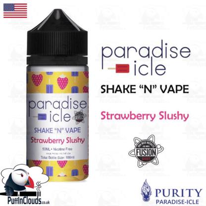 Paradise-Icle Strawberry Slushy Shake n Vape E-Liquid (50ml 0mg) | Puffin Clouds UK