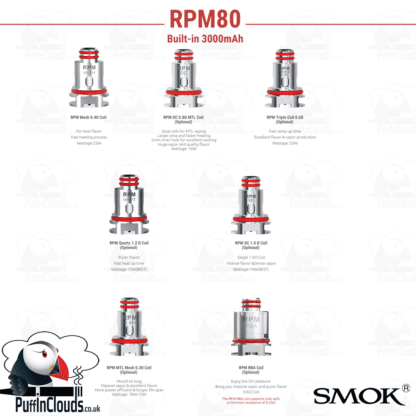 SMOK RPM80 Coil Selection | Puffin Clouds UK