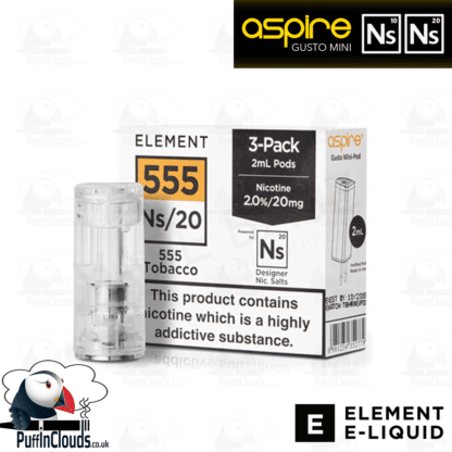 Element 555 Tobacco Gusto Mini Pods NS10 & NS20 | Puffin Clouds UK