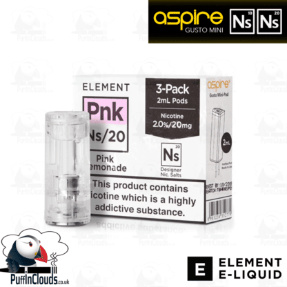 Element Pink Lemonade Gusto Mini Pods NS10 & NS20 | Puffin Clouds UK
