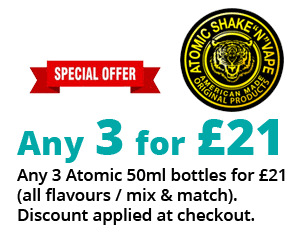 Atomic 50ml 3 for £21 | Puffin Clouds UK