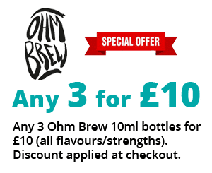 Ohm Brew 10ml 3 for £10 | Puffin Clouds UK