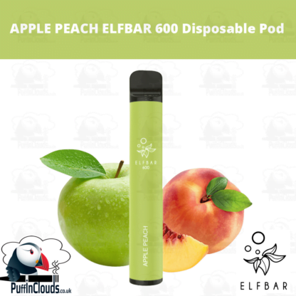 Apple Peach ELFBAR 600 Disposable Pod - Puffin Clouds UK