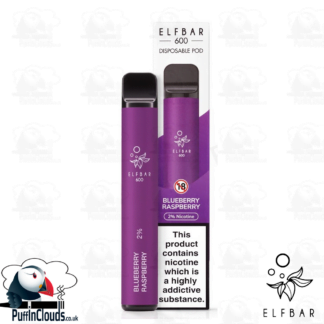 Blueberry Raspberry ELFBAR 600 Disposable Pod - Puffin Clouds UK