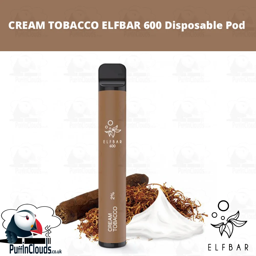 Cream Tobacco ELFBAR 600 Disposable Pod - Puffin Clouds UK