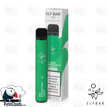 Kiwi Passionfruit Guava ELFBAR 600 Disposable Pod - Puffin Clouds UK
