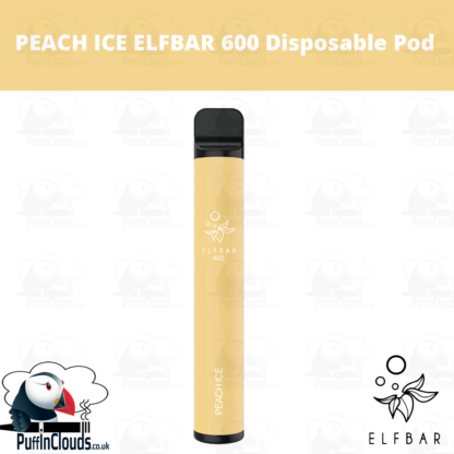 Peach Ice ELFBAR 600 Disposable Pod - Puffin Clouds UK