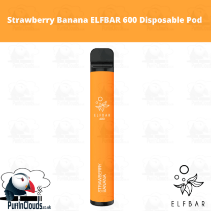 Strawberry Banana ELFBAR 600 Disposable Pod - Puffin Clouds UK