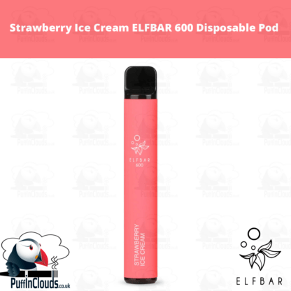 Strawberry Ice Cream ELFBAR 600 Disposable Pod - Puffin Clouds UK