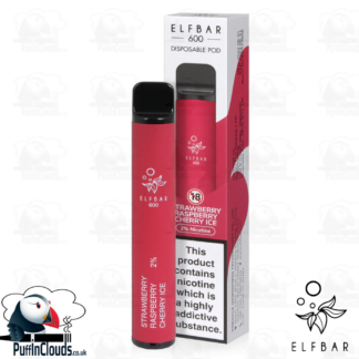 Strawberry Raspberry Cherry Ice ELFBAR 600 Disposable Pod - Puffin Clouds UK
