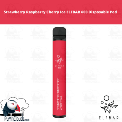 Strawberry Raspberry Cherry Ice ELFBAR 600 Disposable Pod - Puffin Clouds UK
