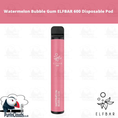 Watermelon Bubble Gum ELFBAR 600 Disposable Pod - Puffin Clouds UK