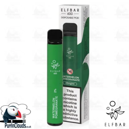 Watermelon Pomegranate ELFBAR 600 Disposable Pod - Puffin Clouds UK