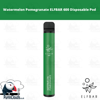 Watermelon Pomegranate ELFBAR 600 Disposable Pod - Puffin Clouds UK