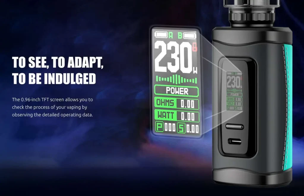 The 0.96-inch TFT display screen allows you to check the process of your vaping by observing the detailed operating data, all in one clear location - Smok Morph 3