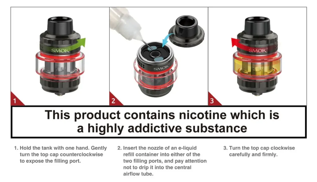 Filling the T-Air Subtank is simple, just hold the tank in one hand and gently turn the top counterclockwise to expose the filling port.