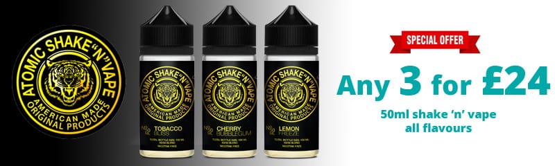 Atomic Shake n Vape - 3 for £24 | Puffin Clouds UK