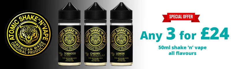 Atomic Shake n Vape - 3 for £24 | Puffin Clouds UK